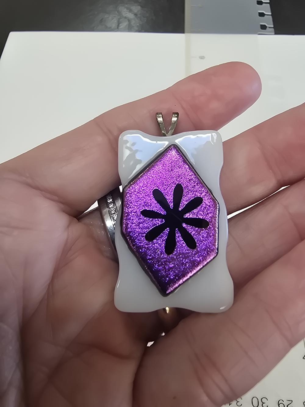 Unbranded Purple and White Decorative Pendant Necklace